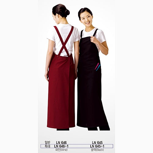 LINE-LN645 앞치마 롱 BLACK